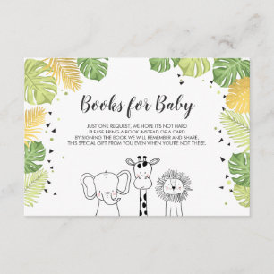 Tarjeta De Recepción Libros para bebé Trae un libro Safari Jungle Anima