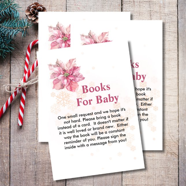 Tarjeta De Recepción Libros para bebé un pequeño poinsettia rosa copo d (Subido por el creador)