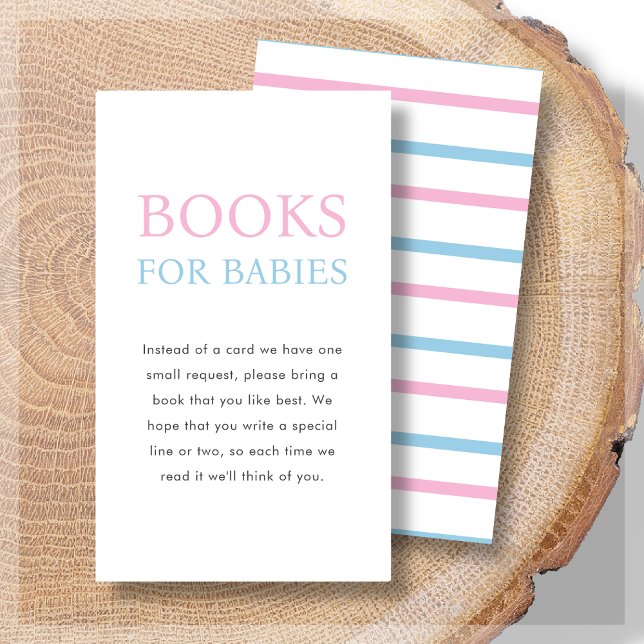 Tarjeta De Recepción Libros para bebés | Baby Shower gemelo rosa y azul (Subido por el creador)
