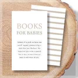 Tarjeta De Recepción Libros para bebés | Beige Neutral Twin Baby Shower