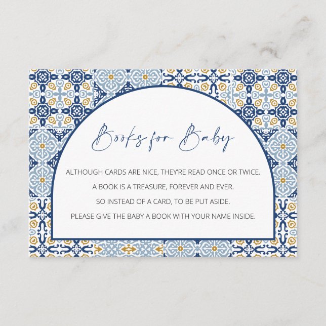 Tarjeta De Recepción Libros para bebés, Capri Baby Shower, tema italian (Anverso)