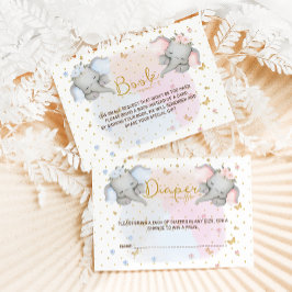 Tarjeta De Recepción Libros para bebés con elefante azul rosa