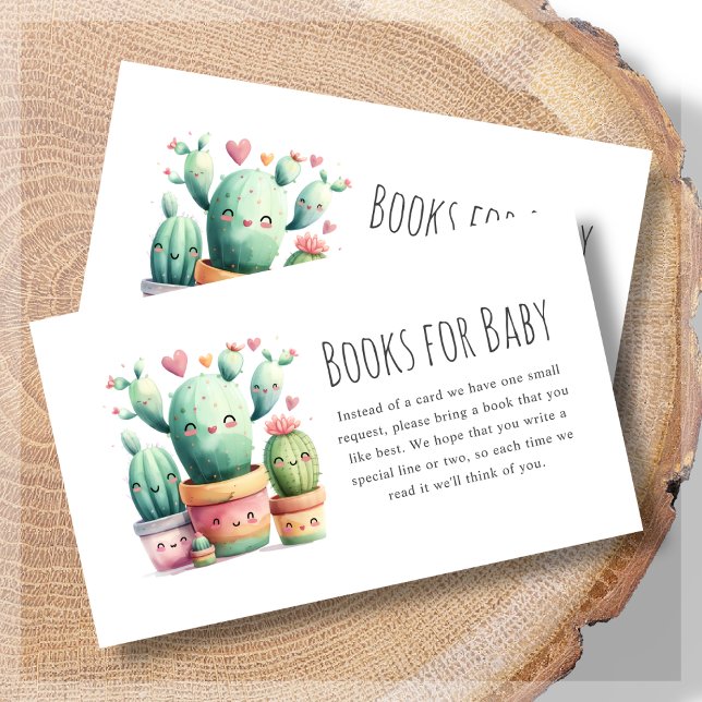 Tarjeta De Recepción Libros para bebés | Cute Cactus Baby Shower (Subido por el creador)