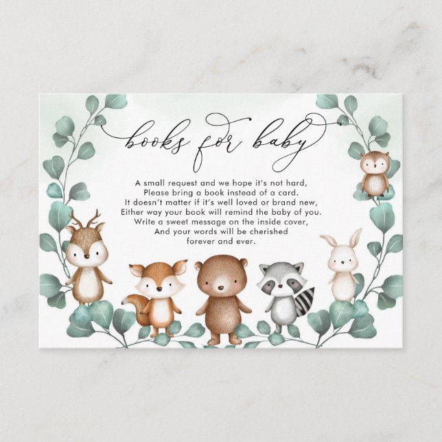 Tarjeta De Recepción Libros para bebés de animales forestales de bosque (Anverso)
