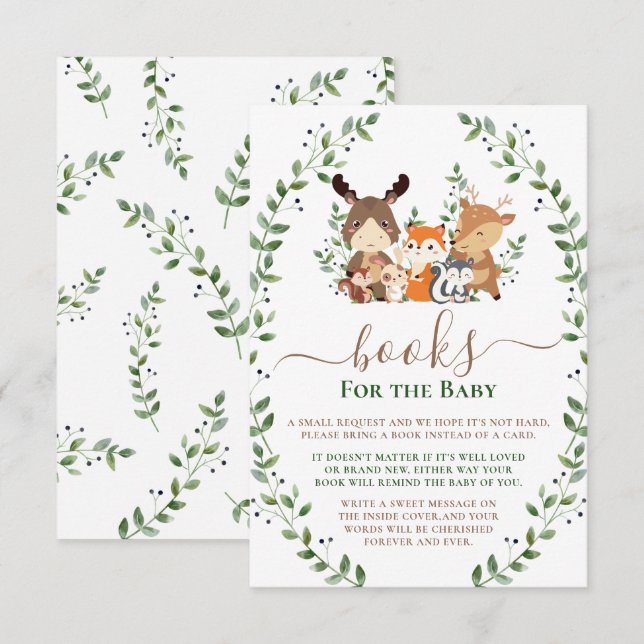 Tarjeta De Recepción Libros Para Bebés De Animales Forestales De Madera (Anverso / Reverso)