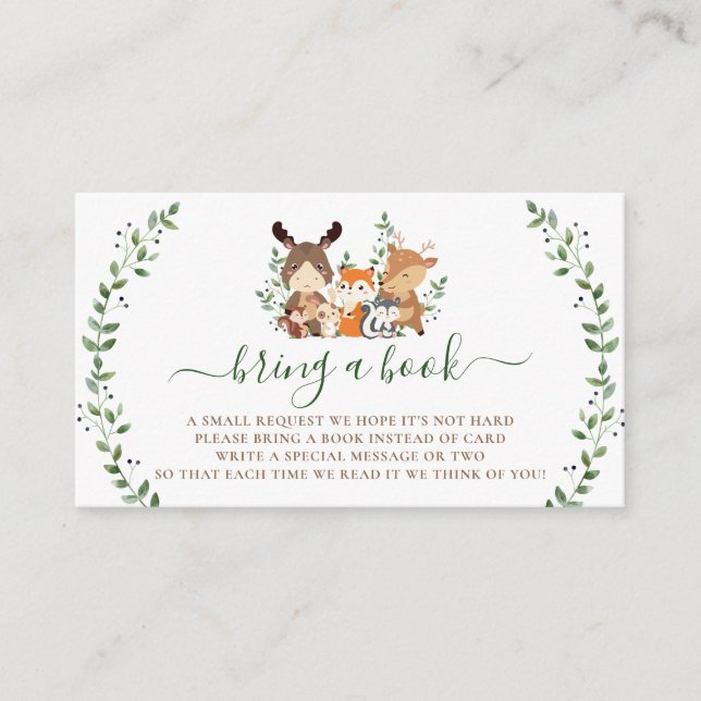 Tarjeta De Recepción Libros Para Bebés De Animales Forestales De Madera (Anverso)