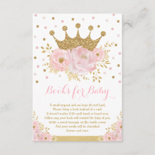 Tarjeta De Recepción Libros para bebés de Princesa Real Rosa y Oro