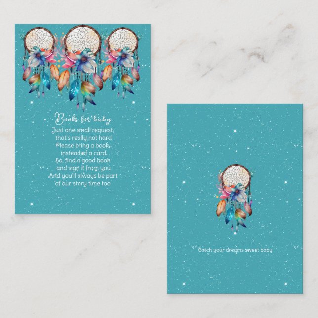 Tarjeta De Recepción Libros para bebés de teatro de sueño rosa turquesa (Anverso / Reverso)