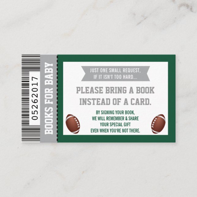Tarjeta De Recepción Libros Para Bebés, Deportes, Fútbol Baby Shower (Anverso)