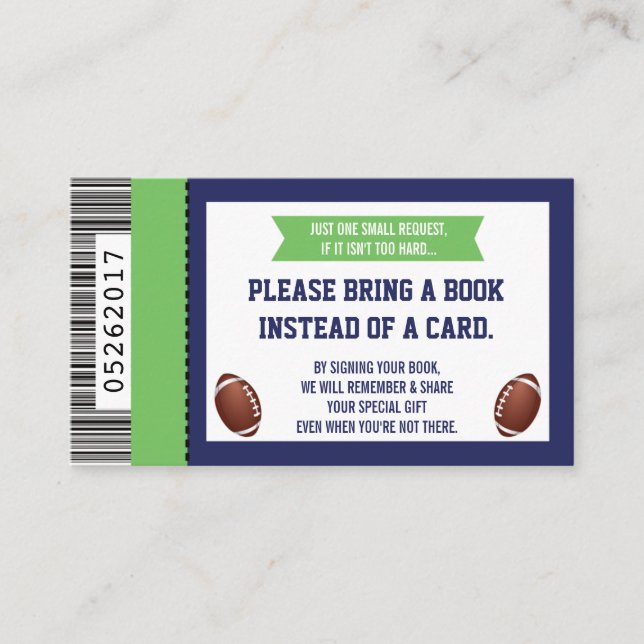 Tarjeta De Recepción Libros Para Bebés, Deportes, Fútbol Baby Shower (Anverso)