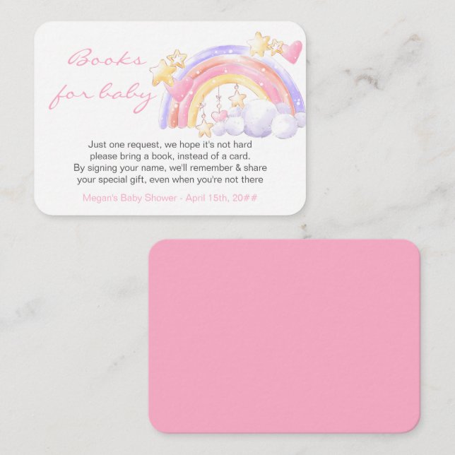 Tarjeta De Recepción Libros para bebés Estrellas arcoiris Baby Shower r (Anverso / Reverso)