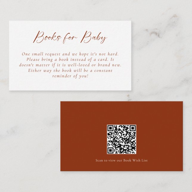 Tarjeta De Recepción Libros para bebés Hola Baby Shower Código QR Cobre (Anverso / Reverso)