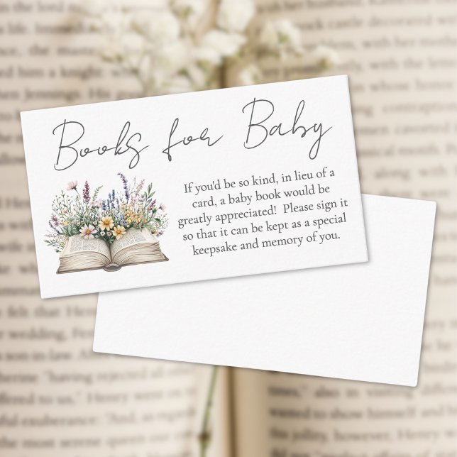 Tarjeta De Recepción Libros Para Bebés Nuevo Capítulo Flor Silvestre Ba (Books For Baby New Chapter Wildflower Baby Shower Enclosure Card)