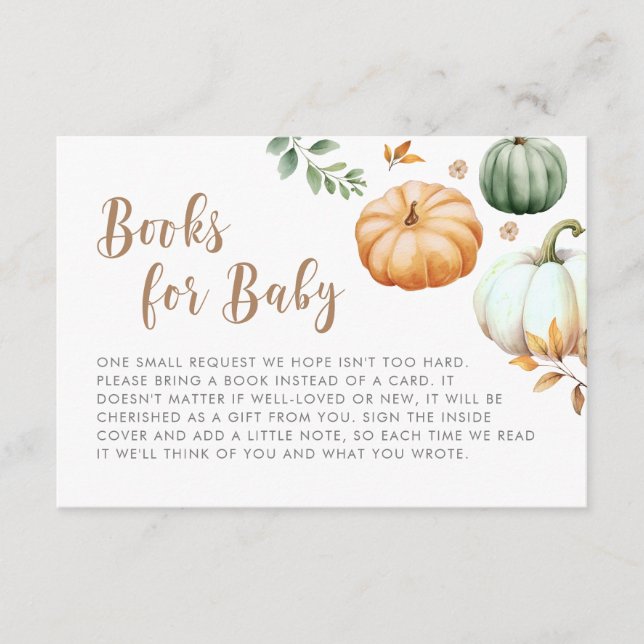 Tarjeta De Recepción Libros Para Bebés | Pumpkin Otoño otoño Baby Showe (Anverso)