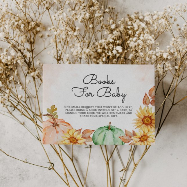 Tarjeta De Recepción Libros Para Bebés Pumpkins Sunflowers Baby Shower (Subido por el creador)