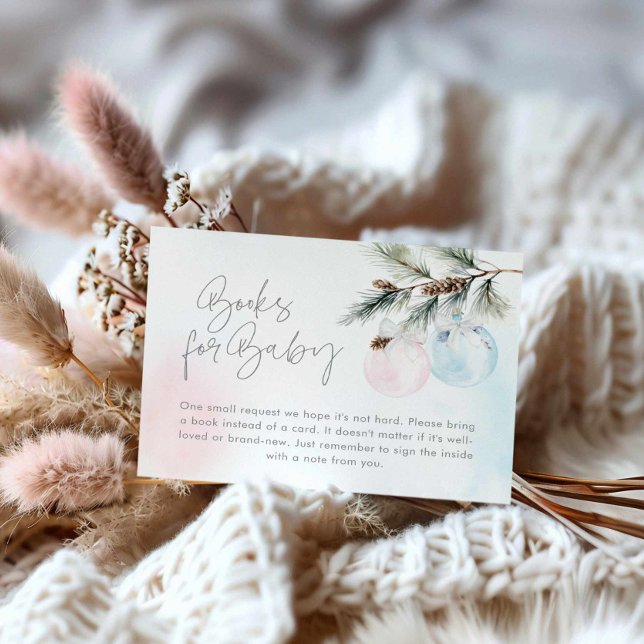 Tarjeta De Recepción Libros para bebés revelados por género invernal (Winter Gender Reveal Books for baby card)