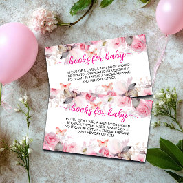 Tarjeta De Recepción Libros para bebés Rosas Rubor Baby Shower
