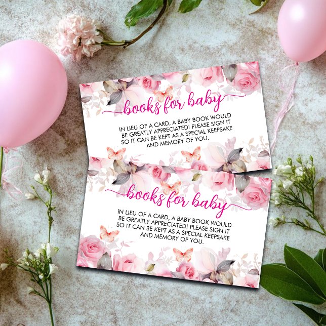 Tarjeta De Recepción Libros para bebés Rosas Rubor Baby Shower (Subido por el creador)