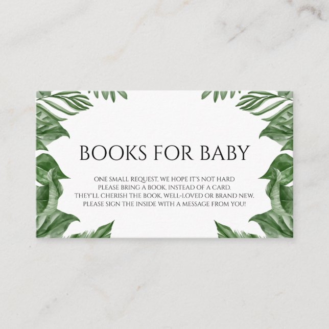 Tarjeta De Recepción Libros para bebes Safari Animales Tropicales Baby  (Anverso)
