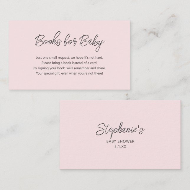 Tarjeta De Recepción Libros para bebés - Solicitud de libro de Baby Sho (Anverso / Reverso)