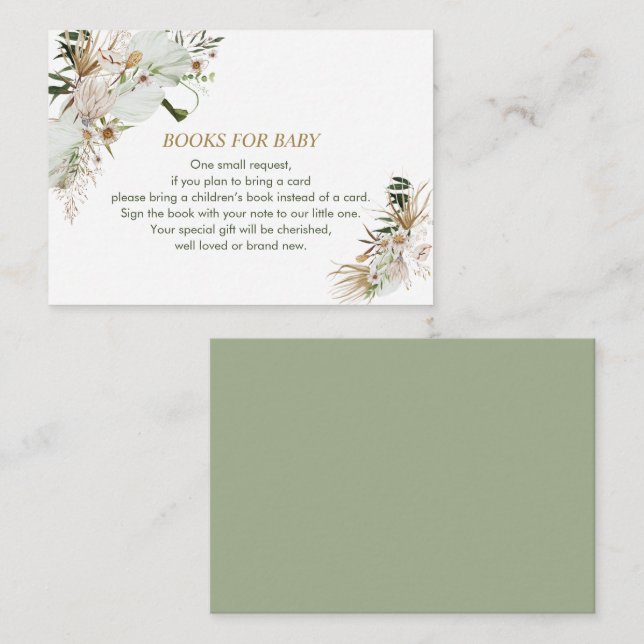Tarjeta De Recepción Libros para Bebés, Solicitud de Libros, Boho Baby  (Anverso / Reverso)