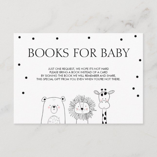 Tarjeta De Recepción Libros para bebés Traer un libro Animales blancos  (Anverso)
