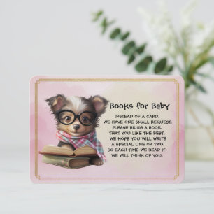 Tarjeta De Recepción Libros para cachorro de bebé leyendo un libro