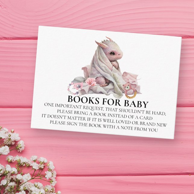 Tarjeta De Recepción Libros para dragón rosa Baby Shower (Subido por el creador)