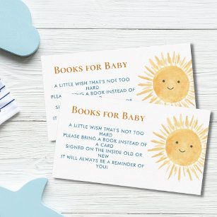 Tarjeta De Recepción Libros para el Baby Shower de Baby Sun Boy
