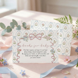 Tarjeta De Recepción Libros para el Baby Shower de la pequeña florecita