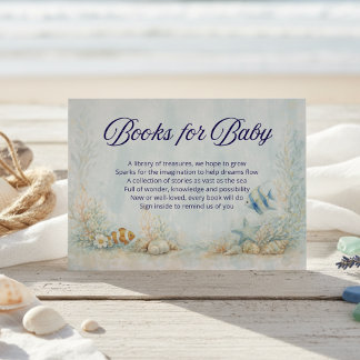 Tarjeta De Recepción Libros para el Baby Shower Sea You Soon Baby