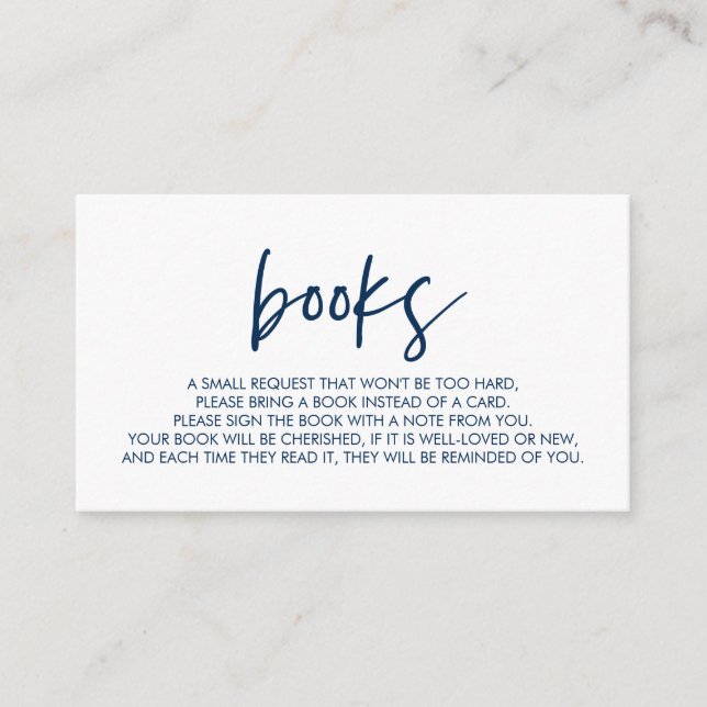 Tarjeta De Recepción Libros para el bebé, azul de la Marina Mínima Mode (Anverso)