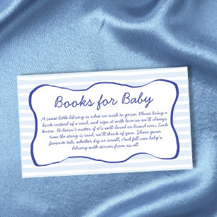 Tarjeta De Recepción Libros para el bebé con marco ondulado azul para b