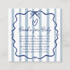 Tarjeta De Recepción Libros para el bebé Cumpleaños Temático Rayas Azul