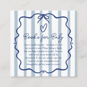 Tarjeta De Recepción Libros para el bebé Cumpleaños Temático Rayas Azul