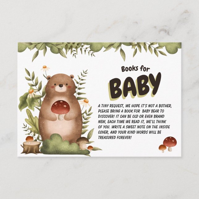 Tarjeta De Recepción Libros para el bebé de oso de Woodland (Anverso)