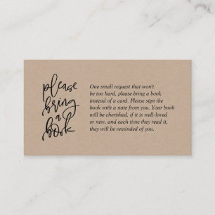 Tarjeta De Recepción Libros para el bebé, escritura kraft rústica creat