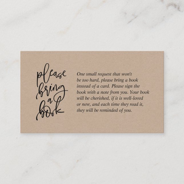 Tarjeta De Recepción Libros para el bebé, escritura kraft rústica creat (Anverso)