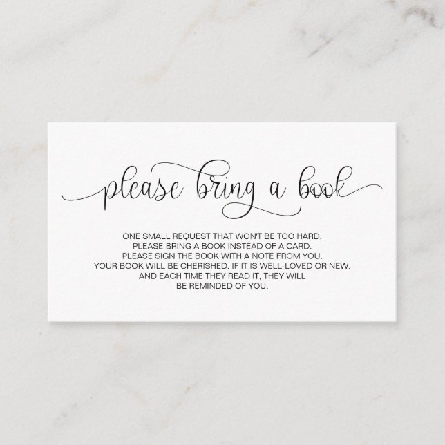 Tarjeta De Recepción Libros para el bebé, escritura negra a mano (Anverso)