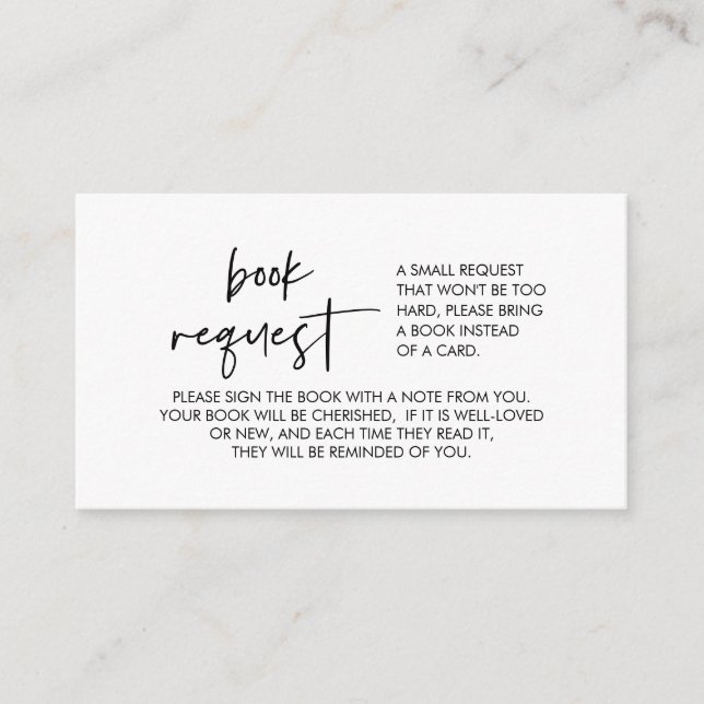 Tarjeta De Recepción Libros para el bebé, letra mínima moderna (Anverso)