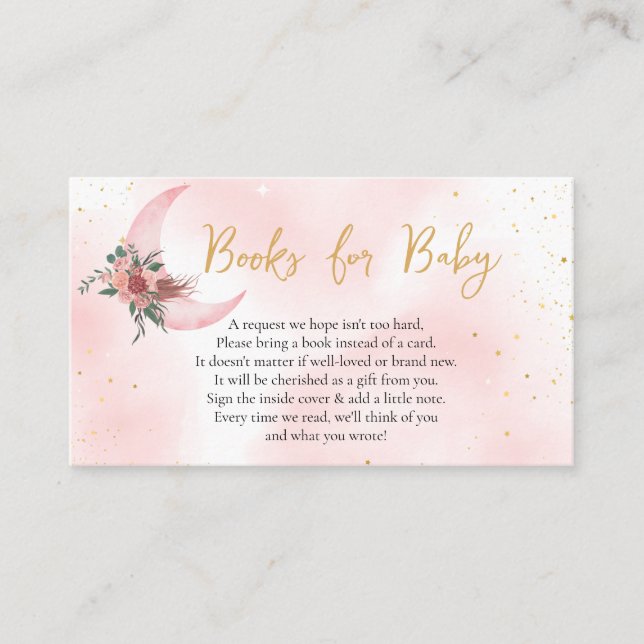 Tarjeta De Recepción Libros para el bebe Oro Rosa Estamos sobre la Luna (Anverso)