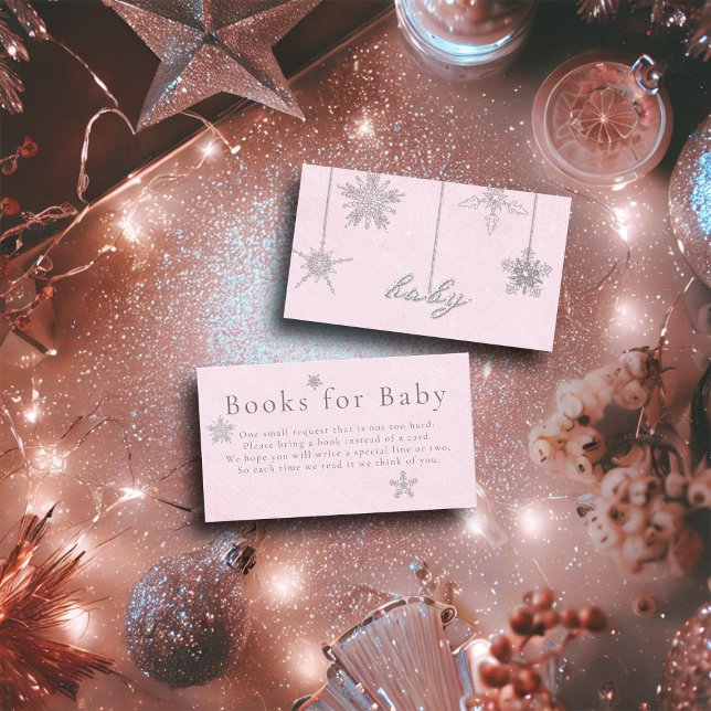 Tarjeta De Recepción Libros para el Chica Diamante de imitación Rosa de (books for baby enclosure card pink christmas winter girl shower invitation rhinestones glitter snow)