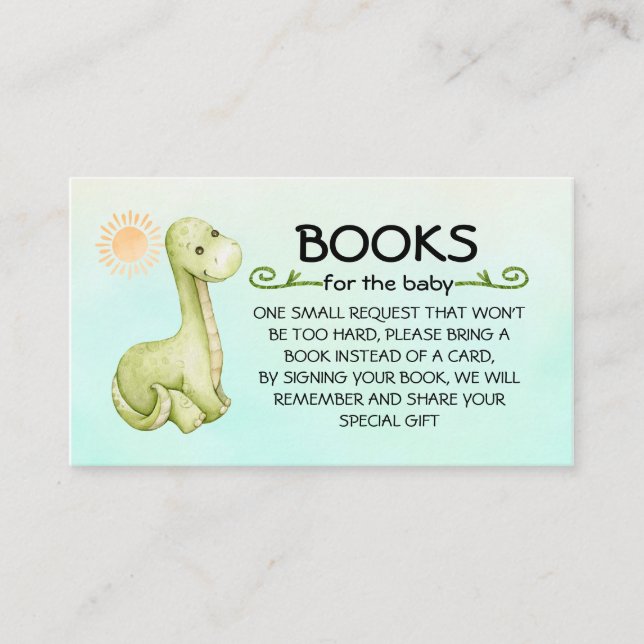 Tarjeta De Recepción Libros para el tema de los dinosaurios pequeños (Anverso)