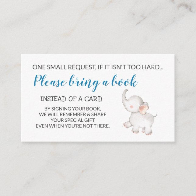 Tarjeta De Recepción Libros para elefantes a petición de bebé (Anverso)