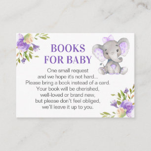 Tarjeta De Recepción Libros para elefantes de lavanda chica a petición 
