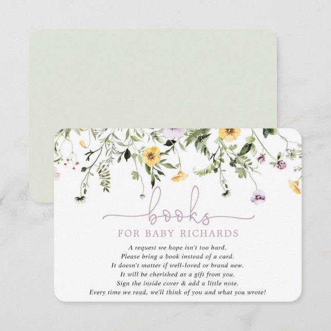 Tarjeta De Recepción Libros para flores silvestres de la primavera amar (Anverso / Reverso)