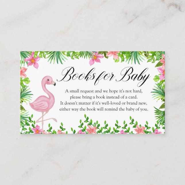 Tarjeta De Recepción Libros para flores tropicales de flamencos rosados (Anverso)