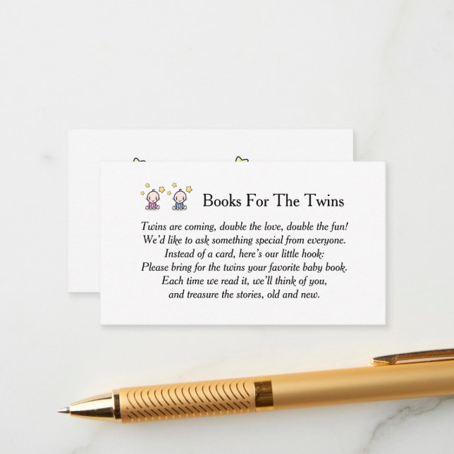 Tarjeta De Recepción Libros Para Gemelos Bebés, Solicitud De Libros, Ge (Anverso/Reverso In Situ)