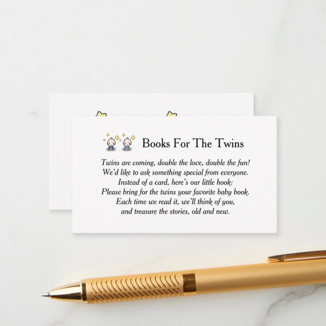 Tarjeta De Recepción Libros Para Gemelos Bebés, Solicitud De Libros, Ni (Anverso/Reverso In Situ)