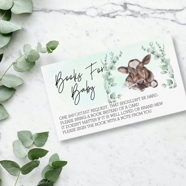 Tarjeta De Recepción Libros para la acuarela de ternera de Baby Shower (Subido por el creador)